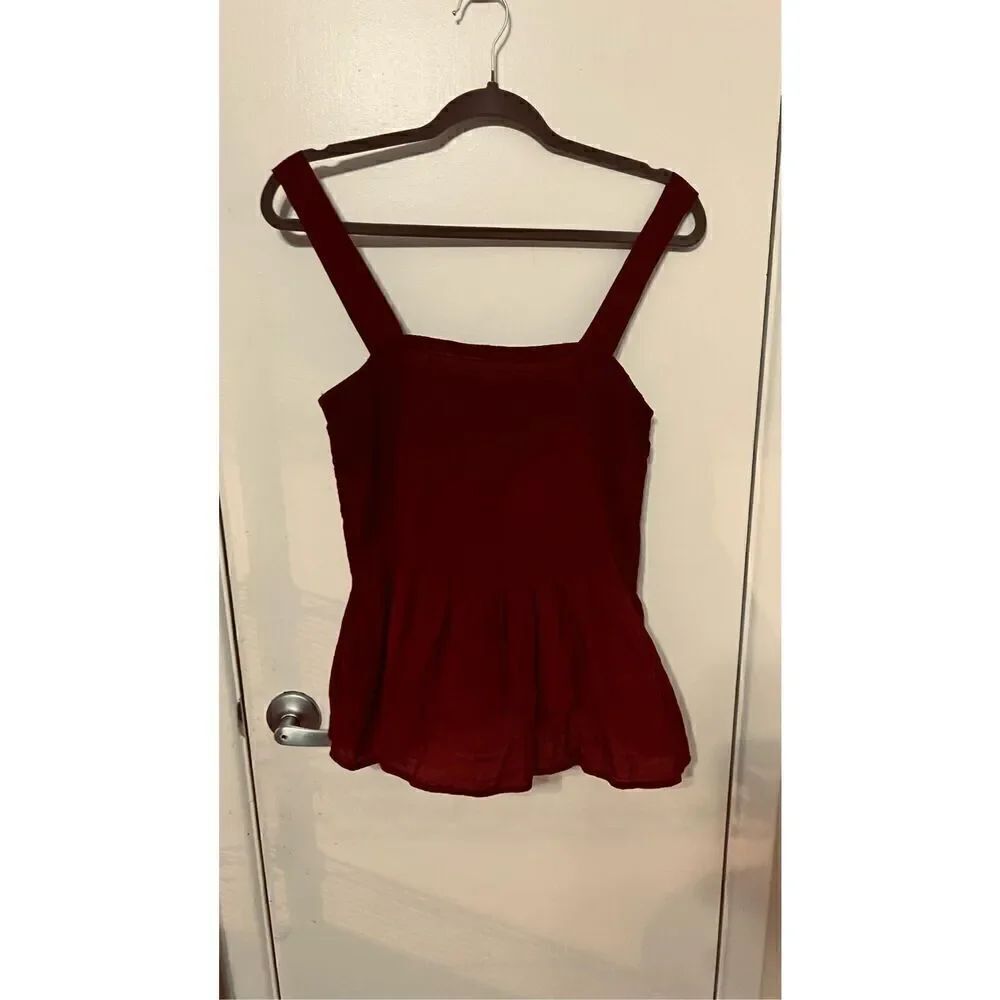Nanette Lepore babydoll top burgundy womens size L